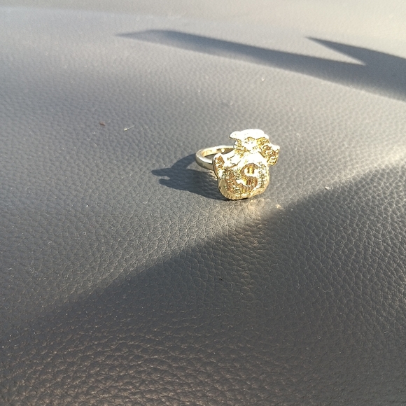 Gold Nugget Money Bag Ring
